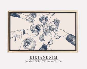 samsung frame tv art | cute frame tv art | navy art for frame tv | modern bar cart decor | the frame tv art | kikiandnim | digital download