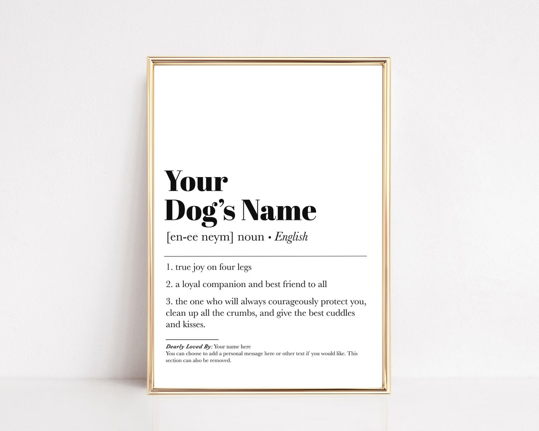 Personalized Dog Wall Art Dog Lover Gift Custom Dog Definition Wall Art