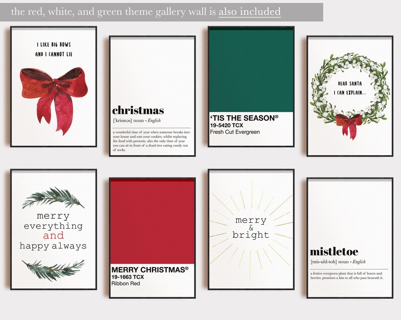 Christmas Gallery Wall Art Set | Holiday Home Decor | 16 CHRISTMAS PRINTABLES | Seasonal Printable Wall Art (Digital Download) image 2