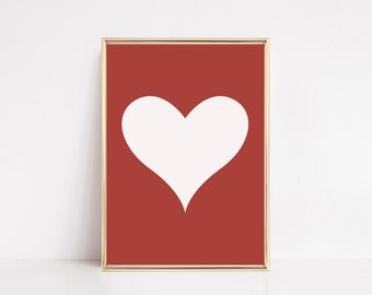 romantische Wandkunst | Valentinstag Wand Kunst | rotes Herz print | moderne Valentinstag Dekor | rote Wandkunst | kikiandnim | druckbare Kunst