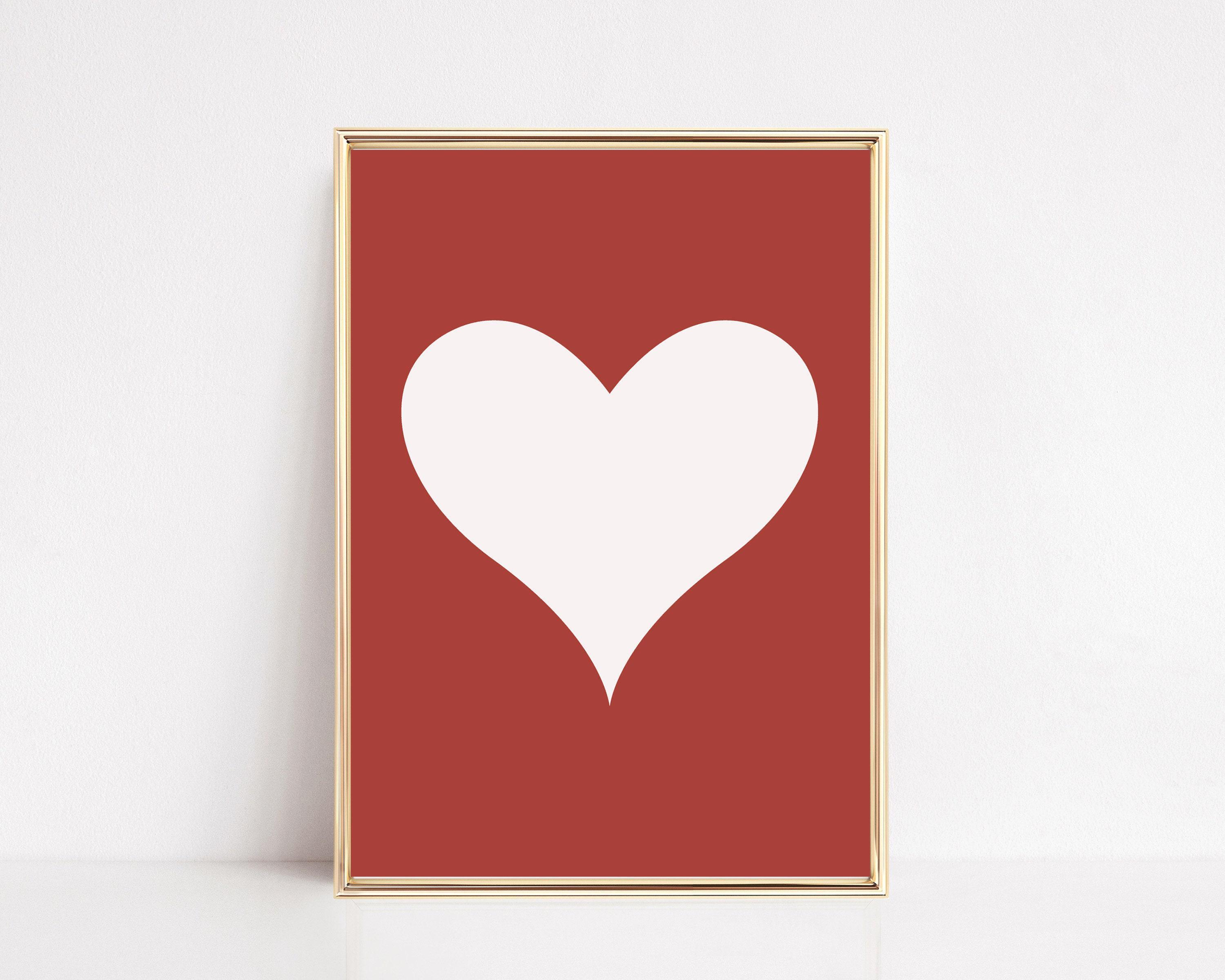 Romantic Wall Art | Valentines Day Wall Art | Red Heart Print | Modern ...