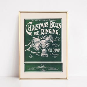 Vintage Christmas Bells Art Print | Rustic Holiday Wall Decor | Traditional Christmas Art | Rustic Home Decor (Digital Download)