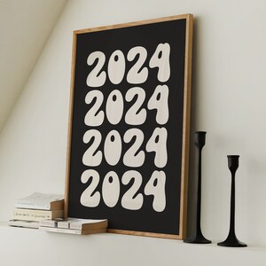 New Year 2024 Printable Retro Nye Decorations Trendy New Years Eve ...