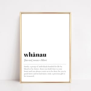 whanau definition print | new zealand maori print | family definition poster | minimal decor | dictionary print | instant download