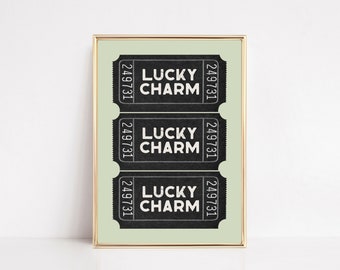 lucky charm ticket print | sage green wall art | cute st. patrick's day decor | modern st. patty's day art | kikiandnim | printable wall art