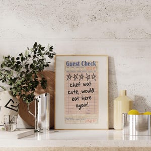 chef was cute guest check print | kitchen wall art | cute kitchen decor | kitchen poster | kikiandnim | digital print | printable wall art image 4