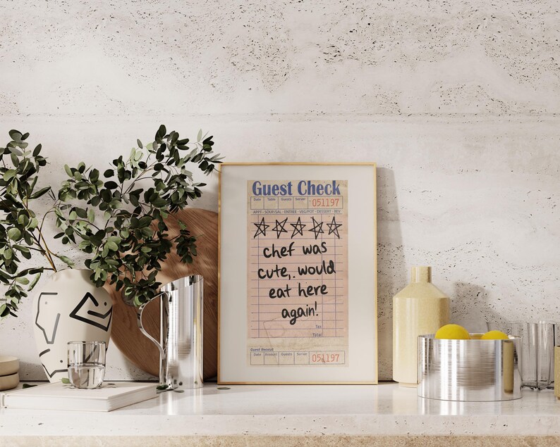 chef was cute guest check print | kitchen wall art | cute kitchen decor | kitchen poster | kikiandnim | digital print | printable wall art image 4