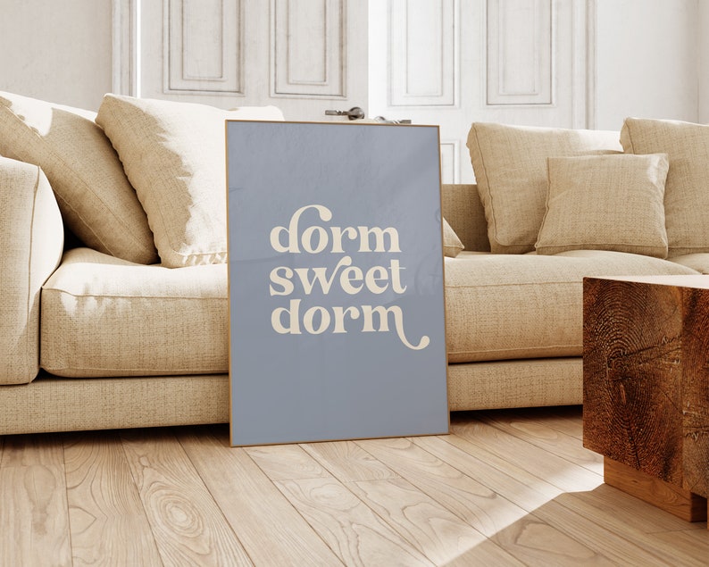 dorm sweet dorm print dorm decor for college girls retro wall art dorm wall art typography print kikiandnim digital print image 3