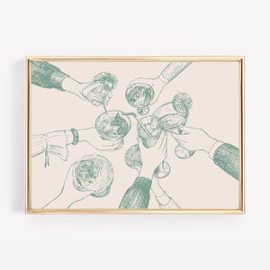 cheers print sage green wall art cute kitchen decor minimalist wall art print bar cart print kikiandnim digital print image 1