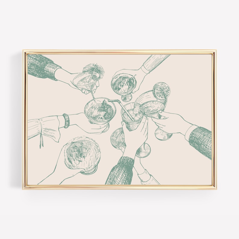 cheers print sage green wall art cute kitchen decor minimalist wall art print bar cart print kikiandnim digital print image 1