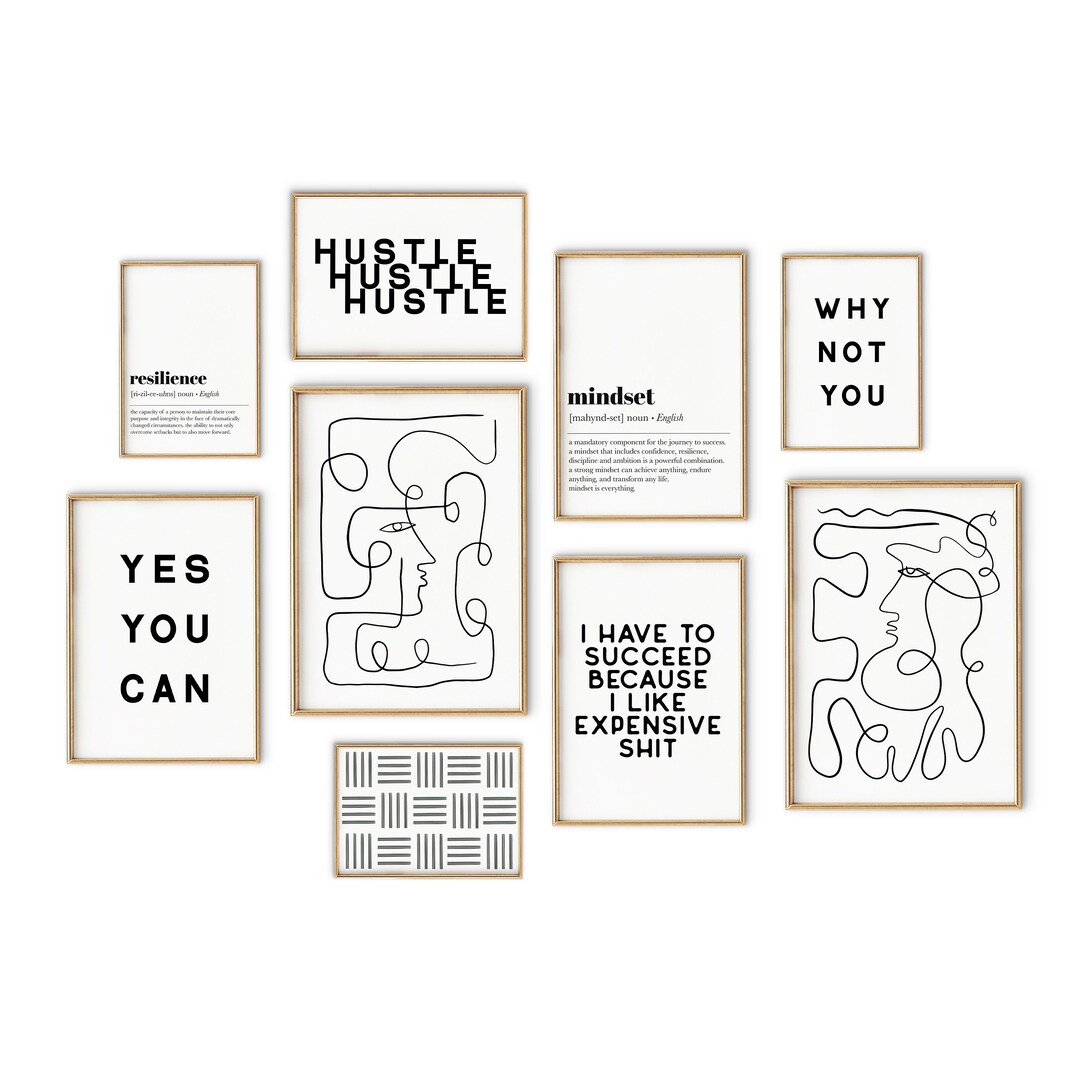 Office Gallery Wall Art Set 9 PRINTABLES Home Office Decor Motivational ...