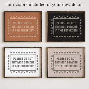halloween bathroom decor | halloween bathroom wall art | gothic home decor | funny art | cross stitch wall art | kikiandnim | digital print image 2