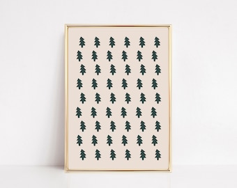 boho christmas tree print | printable christmas decor | neutral christmas printable wall art | minimalist christmas art | digital download