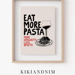 pasta wall art | aesthetic kitchen poster | kitchen wall art | large wall art | trendy apartment decor | kikiandnim | digital wall art print image 9