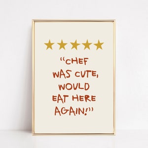 chef was cute would eat here again | cute kitchen print | kitchen wall art | red kitchen decor | kitchen art | kikiandnim | printable art