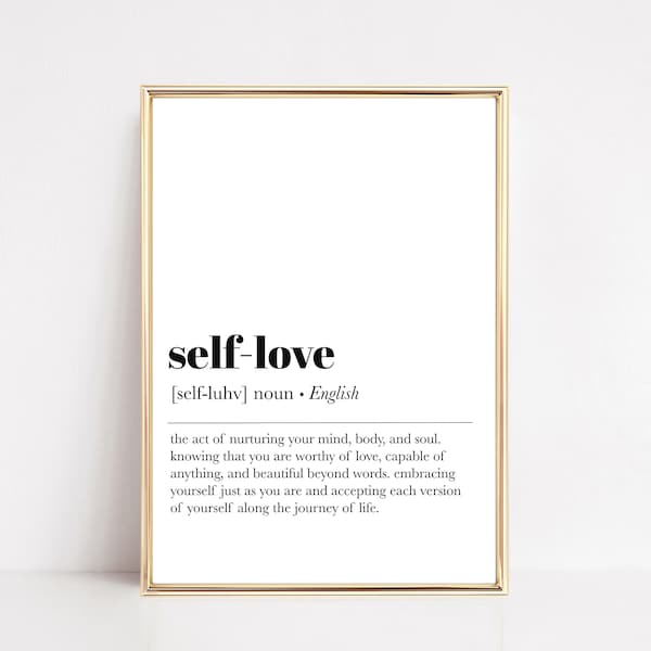 self love definition print | self love wall art | definition print | minimalist poster | home decor printable wall art | digital download