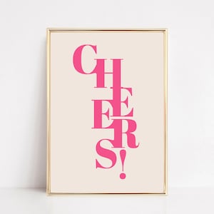 impresión de carrito de bar rosa / cartel de alegría / arte de pared preppy / cartel de cóctel / decoración de carrito de bar / arte de bar estético / kikiandnim / impresión digital