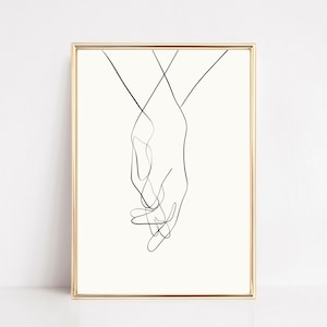 hand in hand lijntekeningen | handen lijntekening afdrukken | hedendaagse kunstdruk | een lijntekening | minimalistische afdrukbare | digitale download