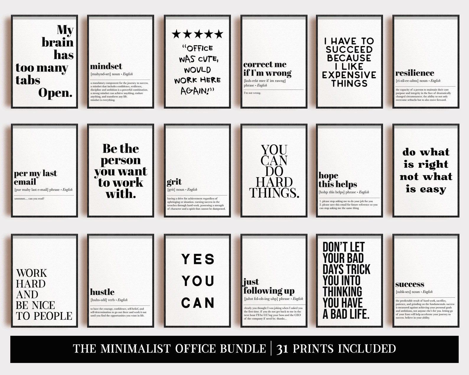 Motivational Office Decor 31 DIGITAL PRINTS Office Wall Art Home Office ...