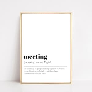funny home office poster | meeting definition print | home office decor | home office art | office wall art | digital download