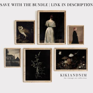 dark academia wall art | moody decor | vintage halloween decor | gothic wall art | vintage owl painting | kikiandnim | digital print image 7