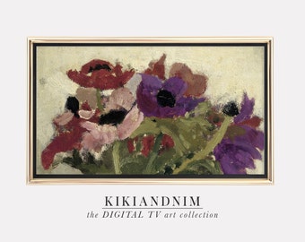 frame tv art | vintage floral samsung frame tv art | rustic farmhouse tv art | botanical art for frame tv | kikiandnim | digital tv art