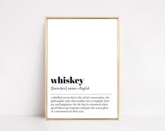 whiskey definition print | whiskey wall art | whiskey art | home bar wall art | bar art print | modern bar art | digital download