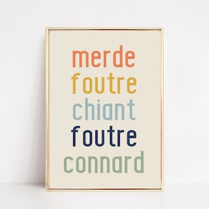 french swear words print | french art print | funny home office decor | french wall art | boho prints | neutral wall art | digital download