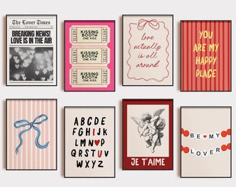 valentines printable wall art | set of 20 valentines prints | trendy valentines day decor | cute girly wall art | kikiandnim | digital print
