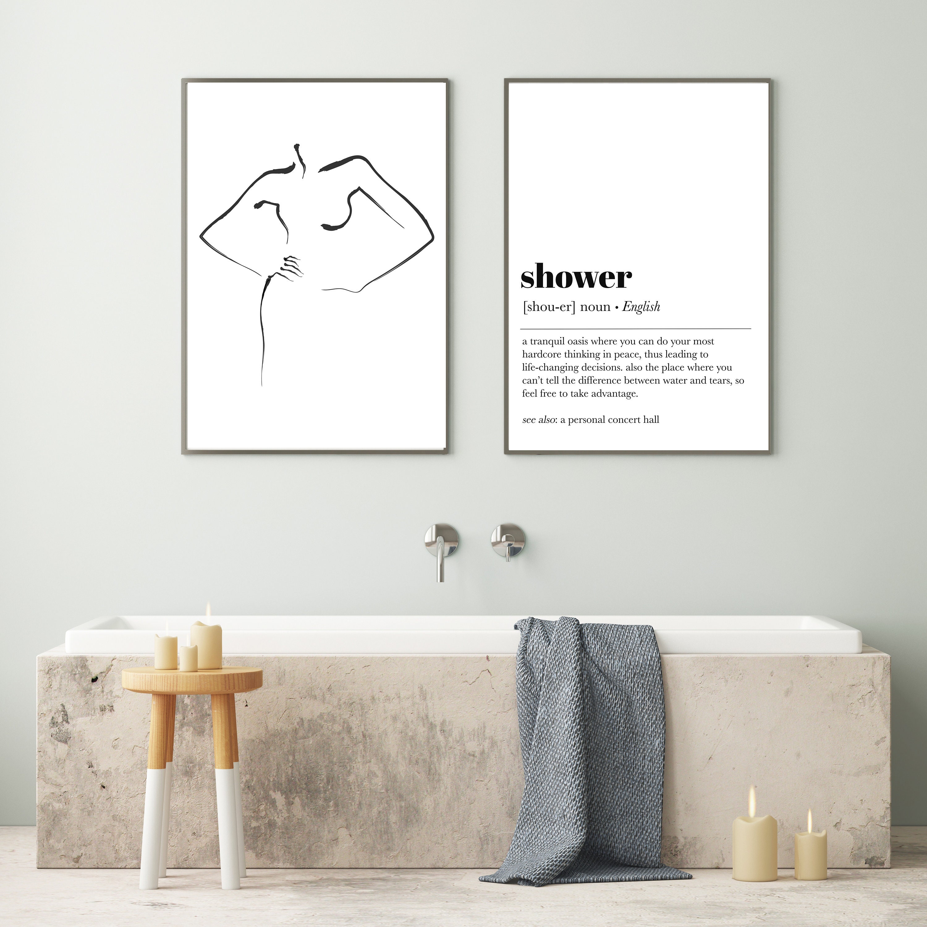 Shower Definition Print Bathroom Wall Decor Funny Bathroom Etsy