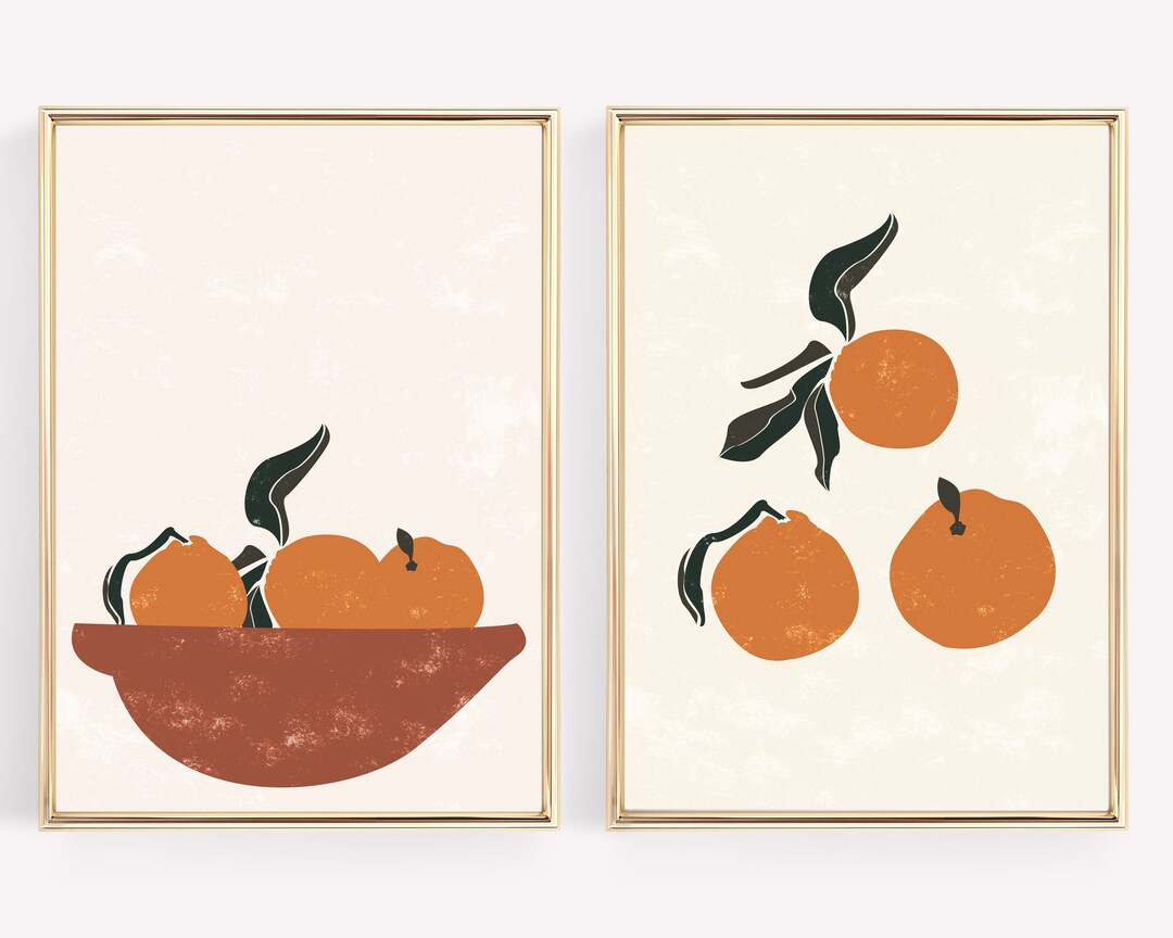 Boho Kitchen Decor Boho Wall Art Set of 2 Prints Kitchen Decor Oranges ...