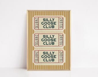 Silly Goose Club Wall Art | Retro Ticket Print | Striped Nursery Decor | Playroom Art | KIKIANDNIM (Digital Download)