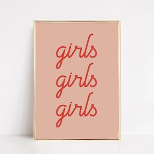 girls girls girls print | feminist wall art | girls support girls | pink aesthetic wall art | female empowerment | kikiandnim digital print