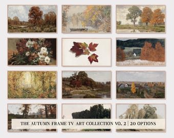 samsung frame tv art set of 20 | fall frame tv art | vintage landscape paintings | autumn art for frame tv | kikiandnim | digital download