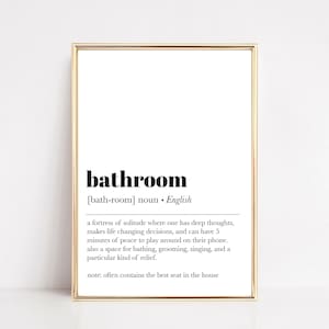 bathroom definition print | funny bathroom art | bathroom print | bathroom wall decor | washroom print | guest bathroom | digital download