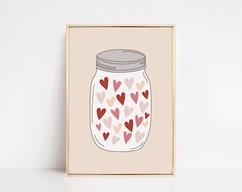 Glas Herzen drucken | Valentinstag Dekor | Girly rosa Wandkunst | Valentinstag Wand Kunst | KIKIANDNIM | Druckbare Kunst