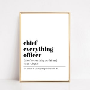 gift for entrepreneur | chief everything officer definition print | ceo office decor | home office wall art | kikiandnim | digital print