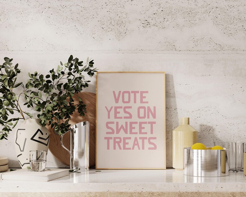 pink girly wall art | cute kitchen print | sweet treat sign | funny dorm decor | apartment decor | kikiandnim | digital download image 5