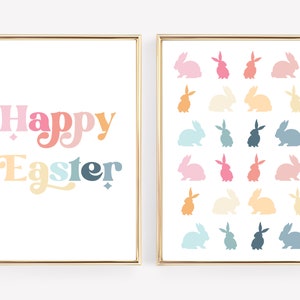 easter wall art | set of 2 prints | rainbow wall art | easter prints | easter decorations | spring decor | kikiandnim | printable wall art