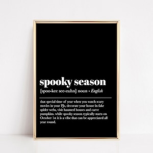 funny halloween decor | spooky season definition print | halloween wall art | minimalist halloween poster | kikiandnim | printable wall art