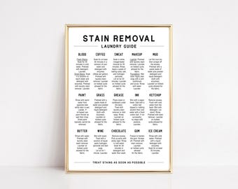 stain removal guide | laundry room poster | laundry room decor | stain removal laundry printable art | laundry room signs | digital download