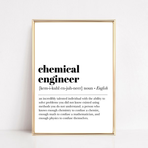 chemical engineer definition print | chemical engineer gifts | gift for engineer | engineer office decor | grad gift | digital download