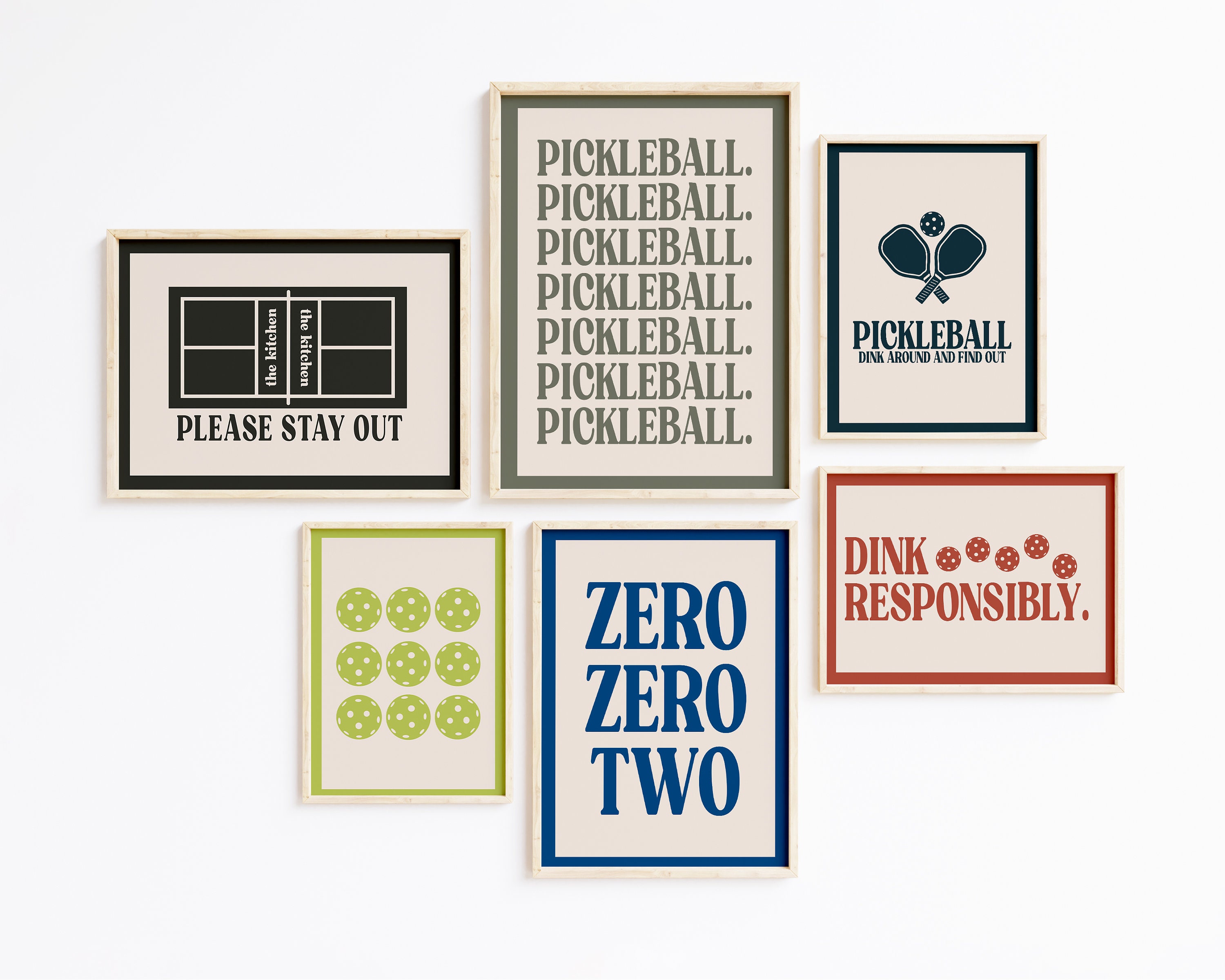 pickleball art | 6 WALL ART PRINTS | pickleball sign kitchen | pickleball gifts for women | pickleball decor | kikiandnim | digital prints