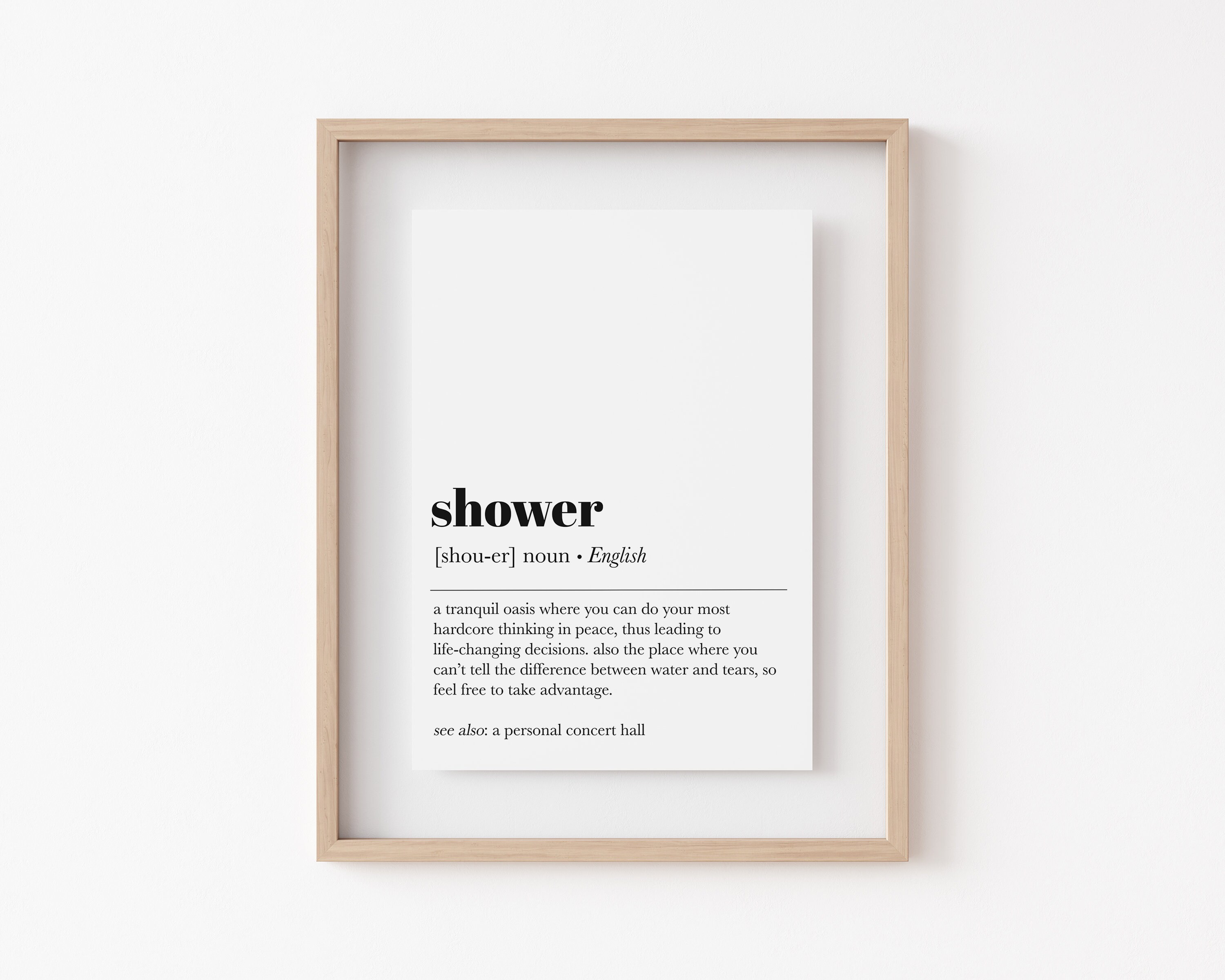 Shower Definition Print Bathroom Wall Decor Funny Bathroom Etsy