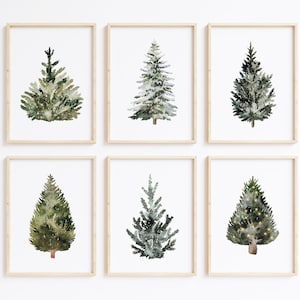 christmas tree prints | 6 CHRISTMAS PRINTS | farmhouse christmas wall art | holiday decor | winter prints | kikiandnim | printable wall art