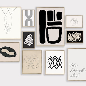 Abstrakte Wandkunst | Minimalistische Drucke | Neutral Home Decor | Schwarz-weiße Wohnzimmer Kunst | KIKIANDNIM | Digitaler Download