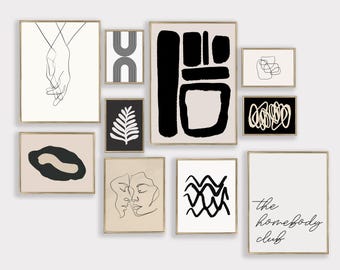 Abstract Wall Art | Minimalist Prints | Neutral Home Decor | Black and White Living Room Art | KIKIANDNIM | Digital Download
