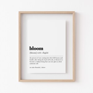 bloom definition print | manifest poster | self care wall art | inspirational wall art | motivational art print | kikiandnim | digital print image 2