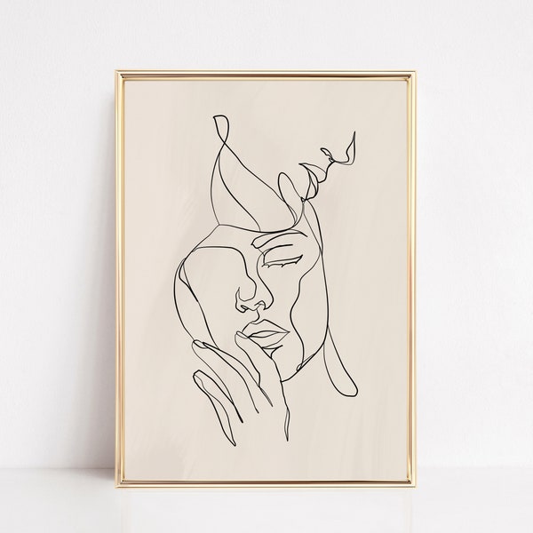 couple line art print | couple wall art | romantic art | living room decor | minimal art print | neutral wall art | digital download