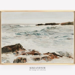 vintage beach house decor | ocean wall art | vintage seascape painting | vintage wall art | antique art | vintage decor | digital download